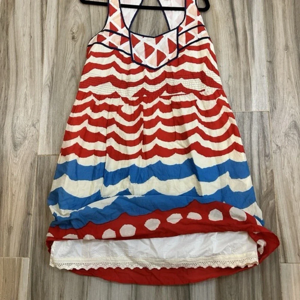 VTG Anthropologie Dress We Love Vera S Striped Pinup Nautical July Americana USA